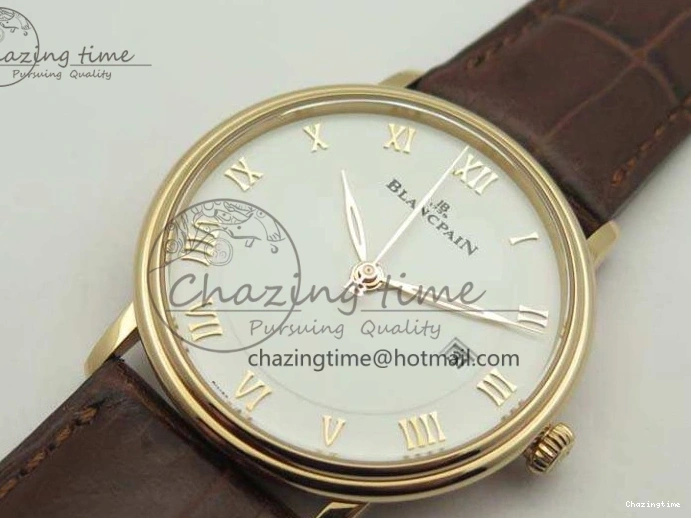 0328 Villeret 6651 RG ZF 1:1 Best Edition White Dial On Brown Leather Strap A Unique 8097